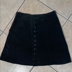 Elegant Faux Suede Black Button-Up Skirt